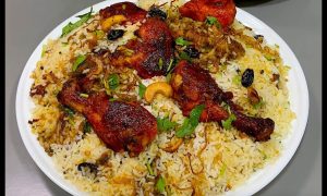 Fried chicken biriyani