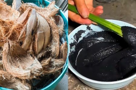 Natural Hair Dye Using Coconut Husk (Thenga Chiratta)